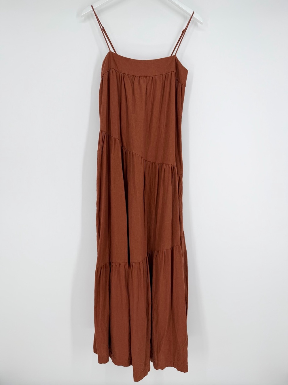 abercrombie and fitch Rust Asymmetrical Tiered Maxi Dress